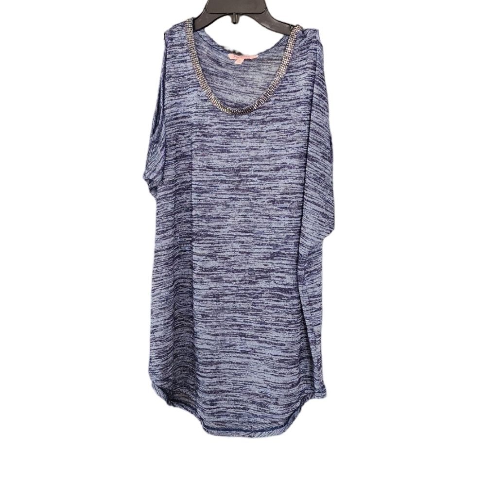 Juicy Couture Cold‎ Shoulder Blue Knit Blouse Women's Medium